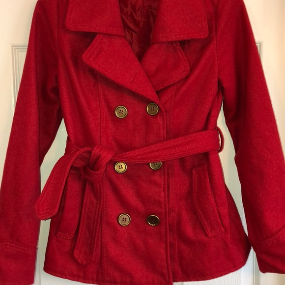 GUC Bongo Red Button Front Coat with Tie pockets S - Picture 2 of 8